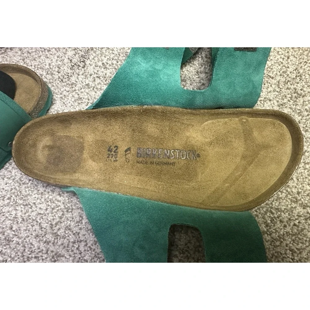 Birkenstock Uji Nubuck Suede Sandals Women 11 Men 9 EU 42 Green Leather NWOB